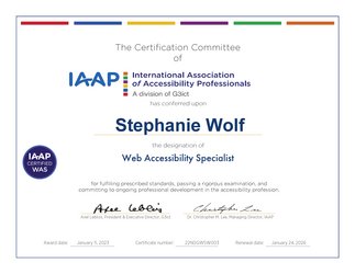 Zertifikat IAAP Web Accessibility Specialist (WAS)